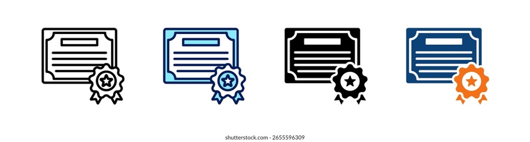 Certificar Tudo Em Um Ícone Multi Estilos Vetor Definir