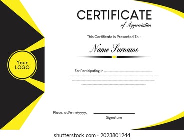 A certificate to appreciate someone's participation at the event.