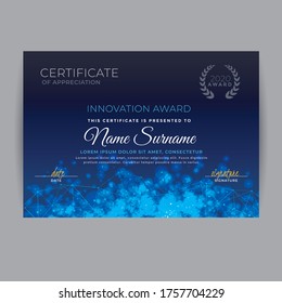 Certificado de apreciación 2020. Plantilla de ilustración de vector.