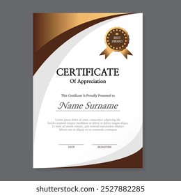 certificado de apreciação e realização
