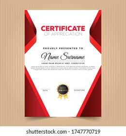 Diseño de plantillas de certificado de apreciación o logro con formas o elementos modernos