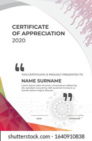 certificate for the appreciation for anything or any event certificate can be used anywhere can be used online or print. color mode is CMYK.