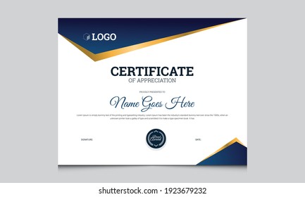 certificate of appreciation. award diploma design template. modern certificate template