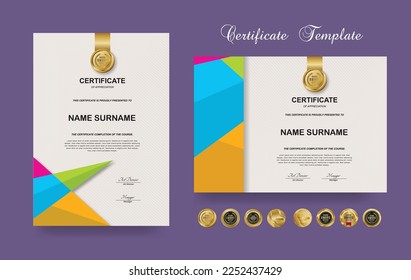 Certificate of appreciation or Award diploma template design and vector golden Luxury premium badges design