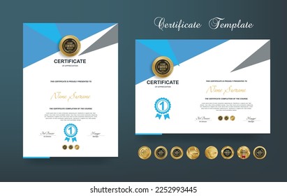 Bescheinigung über die Anerkennung oder Prämientiefe Design und Vektor golden Luxury Premium-Badges Design