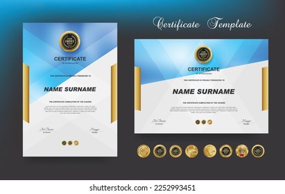 Certificate of appreciation or Award diploma template design and vector golden Luxury premium badges design