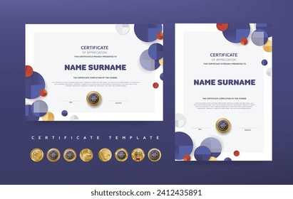 Certificate of appreciation or Award diploma template design and vector golden Luxury premium badges design