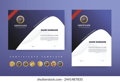 Certificate of appreciation or Award diploma template design and vector golden Luxury premium badges design
