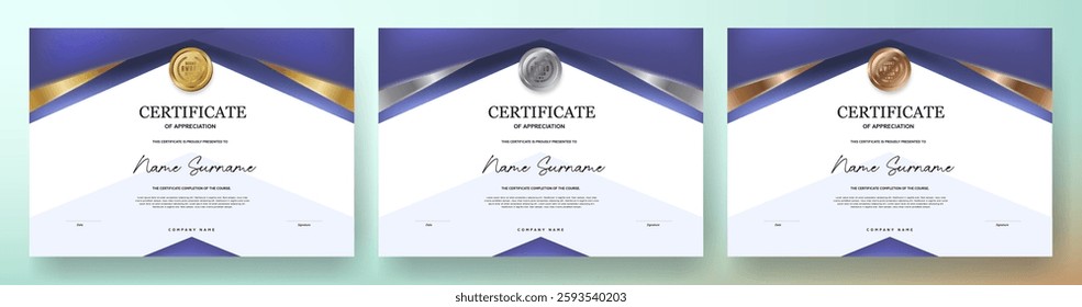 Certificate of appreciation or Award diploma template design 