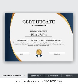 Certificate of appreciation award template design vector. Editable certificates design bundle. Easy to use for any event and business needs.