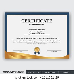 Certificate of appreciation award template design vector. Editable certificates design bundle. Easy to use for any event and business needs.