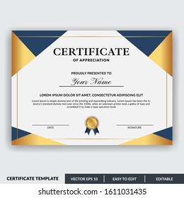 Certificate of appreciation award template design vector. Editable certificates design bundle. Easy to use for any event and business needs.