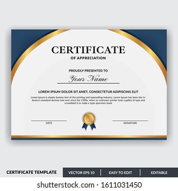 Certificate of appreciation award template design vector. Editable certificates design bundle. Easy to use for any event and business needs.