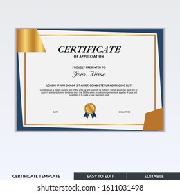 Certificate of appreciation award template design vector. Editable certificates design bundle. Easy to use for any event and business needs.
