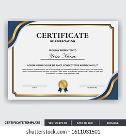 Certificate of appreciation award template design vector. Editable certificates design bundle. Easy to use for any event and business needs.