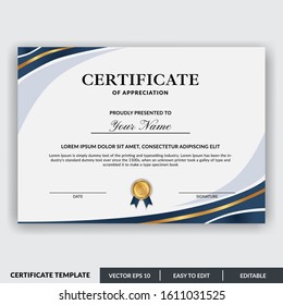 Certificate of appreciation award template design vector. Editable certificates design bundle. Easy to use for any event and business needs.