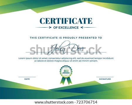 certificate appreciation award template green shapes stock vector
