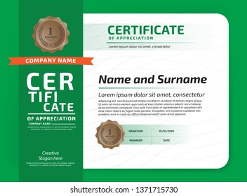 Certificate Of Appreciation Award Template. Illustration Certificate Horizontal In A4 Size Pattern