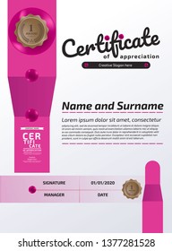 Certificate Of Appreciation Award Template. Illustration Certificate In A4 Size Pattern