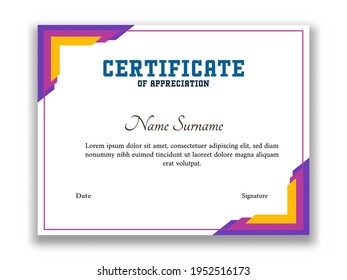 Diseño De Plantilla De Premios De Certificado De Reconocimiento En Color Blanco.