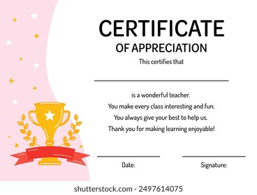 Certificate of appreciation for the best teacher. Appreciation gift for teacher, educator, tutor. Teacher award. Awesomeness certificate. Thank you gift for preschool, kindergarten, secondary school.