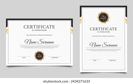 Certificate of appreciation border template design. Clean diploma template. Vector illustration