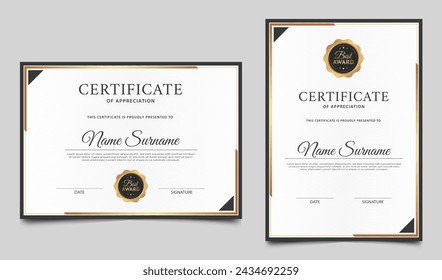 Certificate of appreciation border template. Modern diploma design with line pattern. Vector illustration