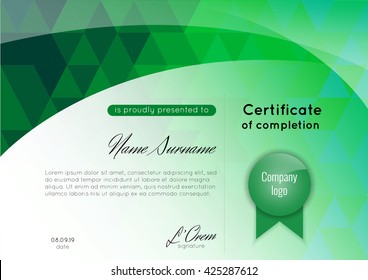 Certificate of appreciation (completion, achievement, graduation, diploma or award). Stock vector.