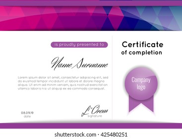 Certificate of appreciation (completion, achievement, graduation, diploma or award). Stock vector.