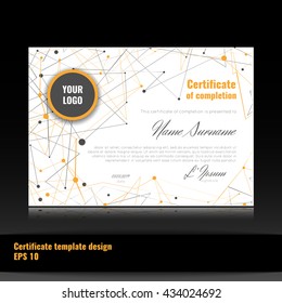 Certificate of appreciation (completion, achievement, graduation, diploma or award) with connection abstract background. Stock vector.