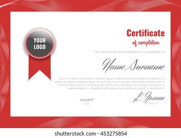 Certificate of appreciation (completion, achievement, graduation, diploma or award). Stock vector.