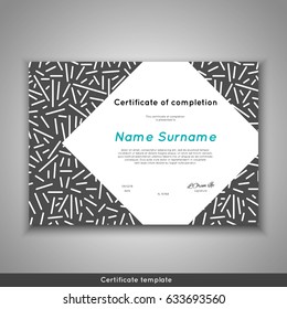 Certificate of appreciation completion, achievement, graduation, diploma or award with line abstract background. Stock vector