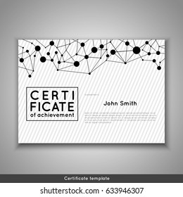 Certificate of appreciation completion, achievement, graduation, diploma or award with connection abstract background. Stock vector.