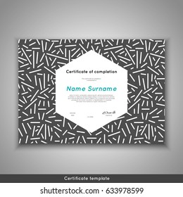 Certificate of appreciation completion, achievement, graduation, diploma or award with line abstract background. Stock vector