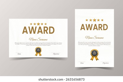 Certificado de apreciação do projeto. Limpar vetor de modelo de certificado