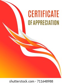 Certificate of Appreciation design. Composition with smooth forms and a branch with leaves
