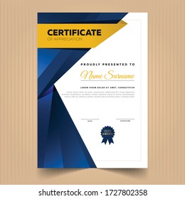 Plantilla de diseño de certificado de apreciación, plantilla de diseño de certificado abstracto