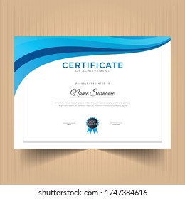 Certificate of appreciation design template with blue colors