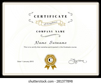 Certificate of appreciation design template element with emblem