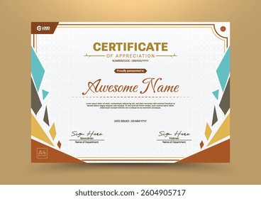certificate of appreciation design template with geometric style