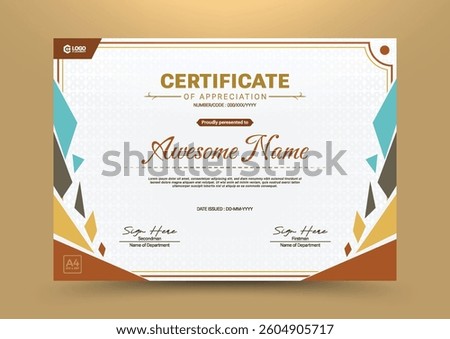 certificate of appreciation design template with geometric style