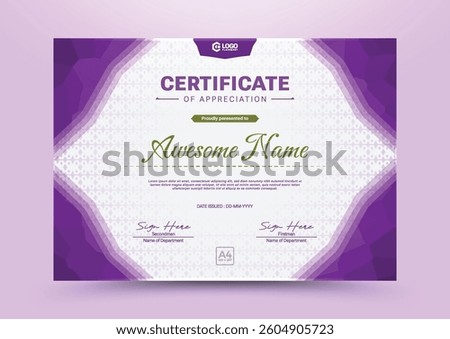 certificate of appreciation design template with geometric style