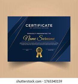 Certificate of appreciation design template with modern shapes
