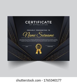 Certificate of appreciation design template with modern shapes