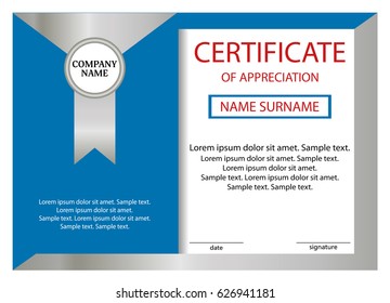 Certificate of appreciation or diploma template. Vector illustration. 