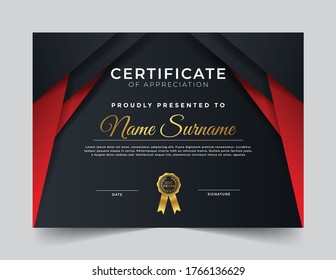 Certificate of appreciation with geometric shapes and elements 