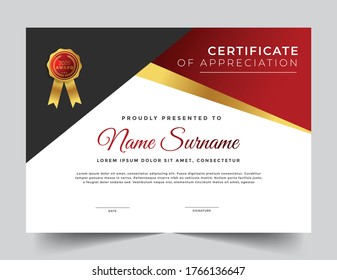 Certificado de apreciación con formas y elementos geométricos 