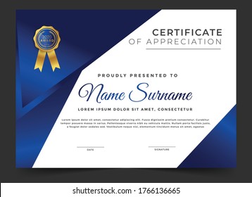 Certificate of appreciation with geometric shapes and elements 