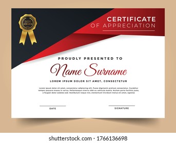 Certificate of appreciation with geometric shapes and elements 