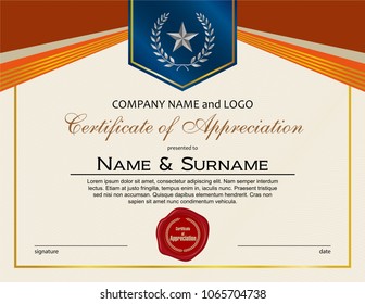 Certificate of Appreciation with laurel wreath and wax seal